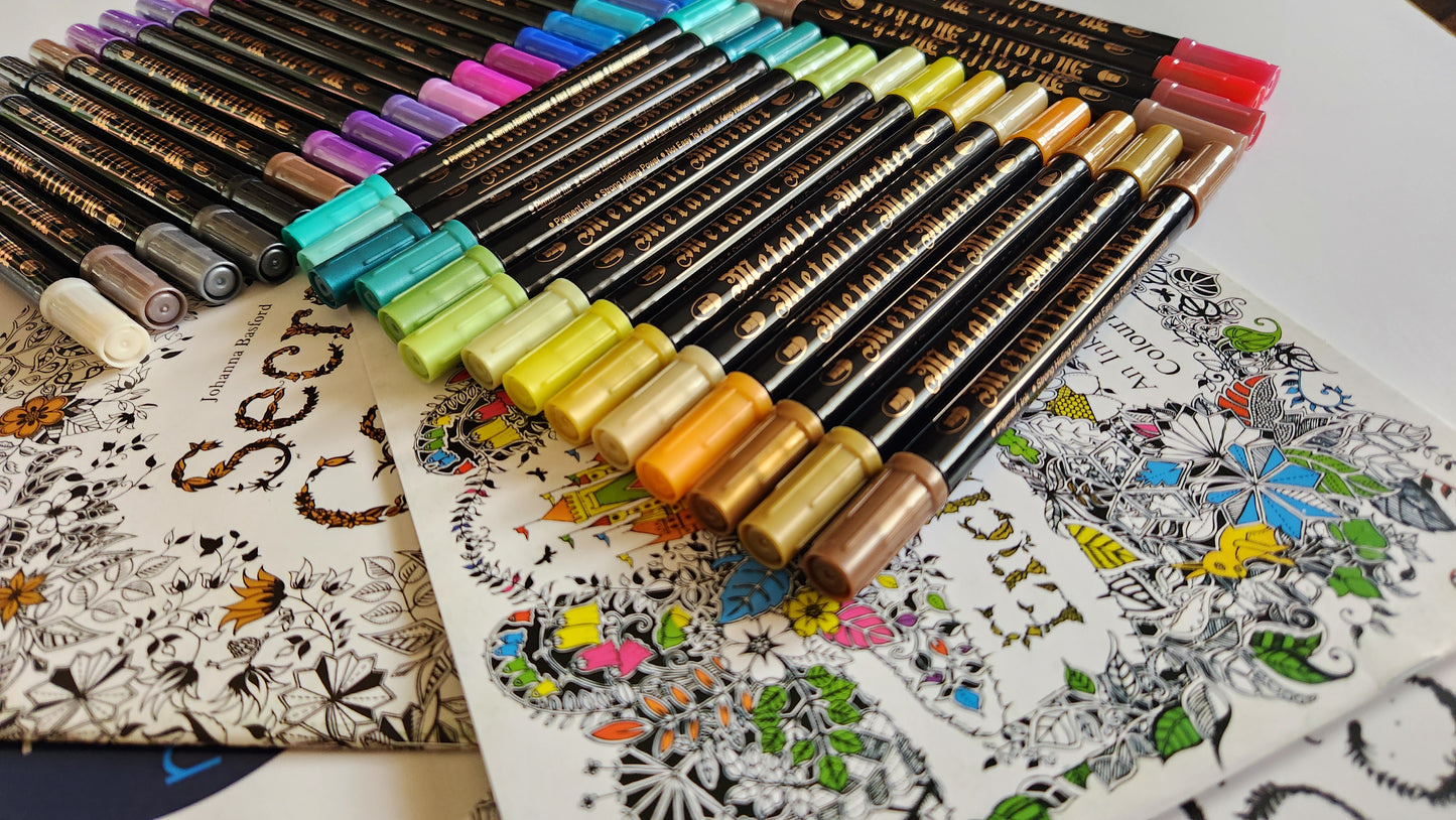 Metallic Markers with Coloring book set
